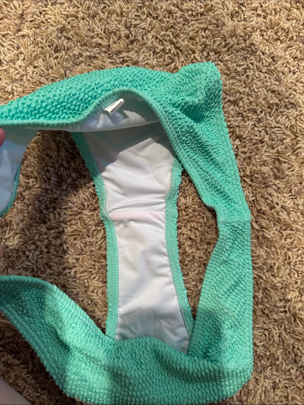 One-Shoulder Textured Green Bikini Set - Picture 4 of 6